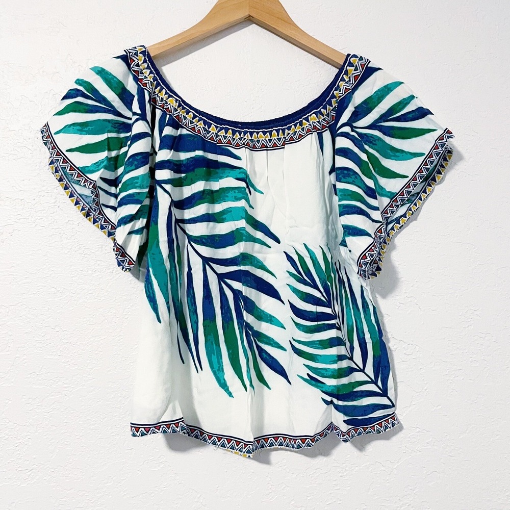 Flying Tomato Women's Size XS‎ Tropical Floral Print Off Shoulder Peasant Top